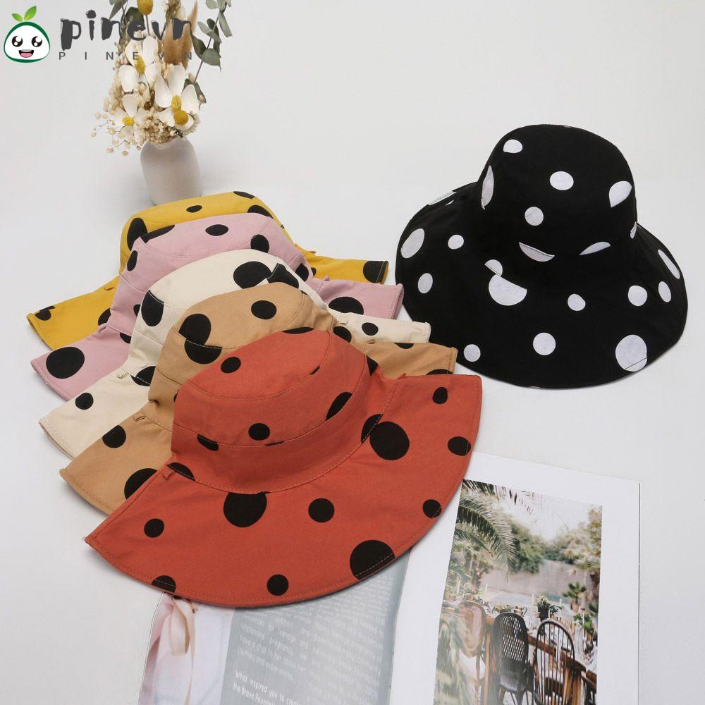 PINEVN Nón Bucket Họa Tiết Chấm Bi Thời Trang Đi Biển Cho Nữ