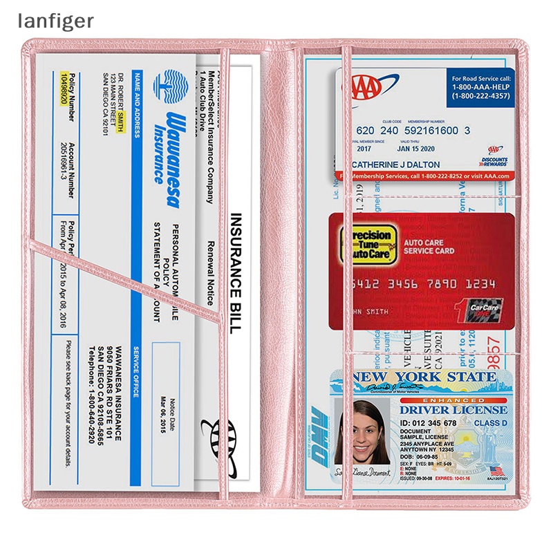 Lanf Ví Đựng Thẻ Bảo Vệ Bằng Lái Xe Hơi Đăng Ký Tự Động EN