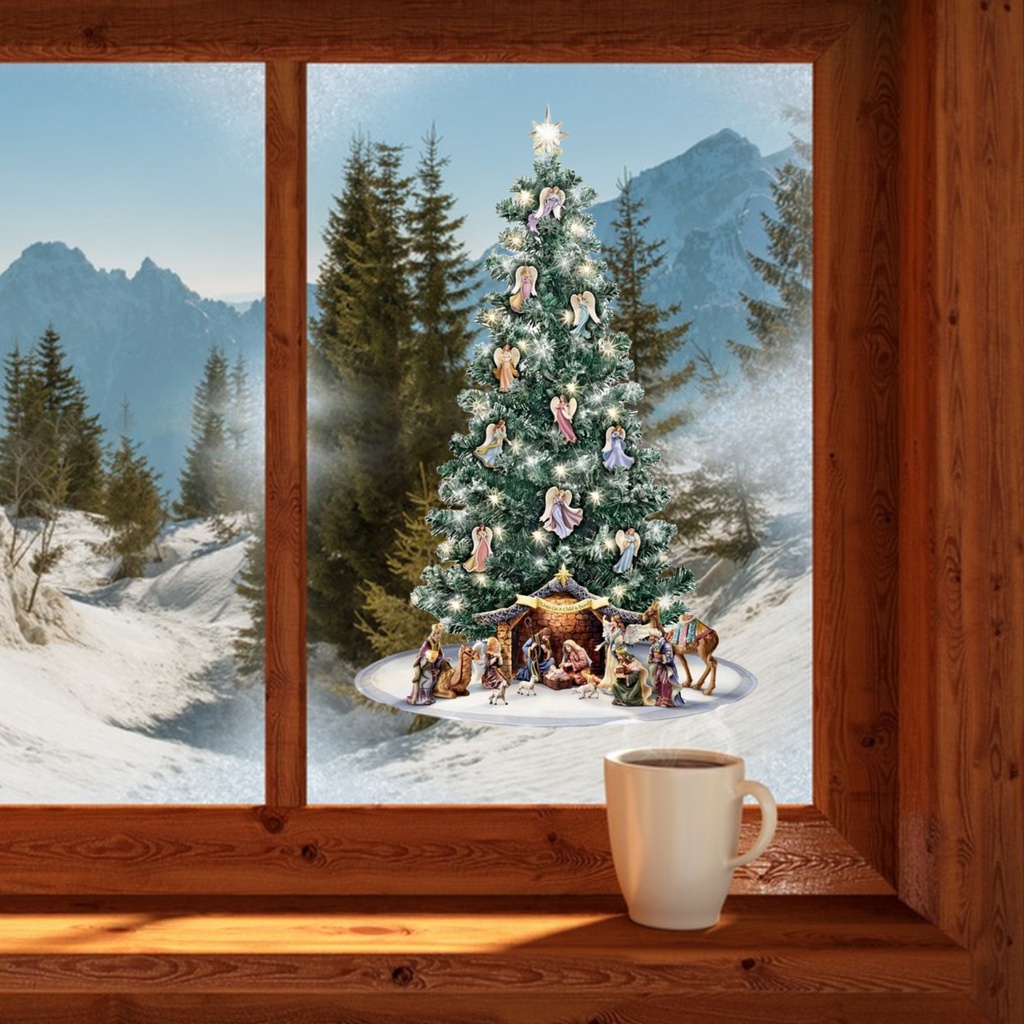 Miếng Dán Trang Trí Cửa Sổ Tự Dính Họa Tiết Tuần Lộc Giáng Sinh Dễ Tháo Rời