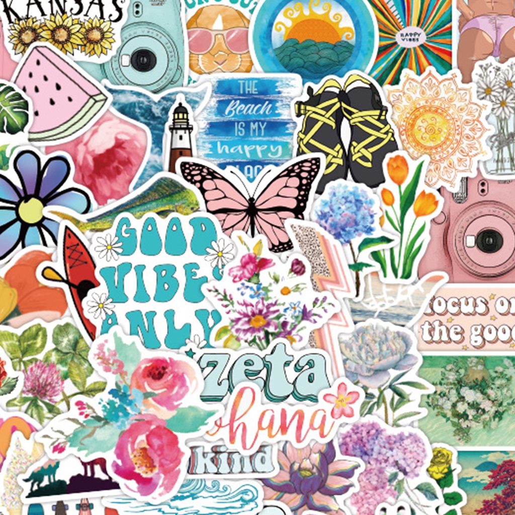 Set 100 Miếng Dán PVC Chống Thấm Nước Họa Tiết Hoạt Hình Dễ Thương Trang Trí Laptop / Máy Tính