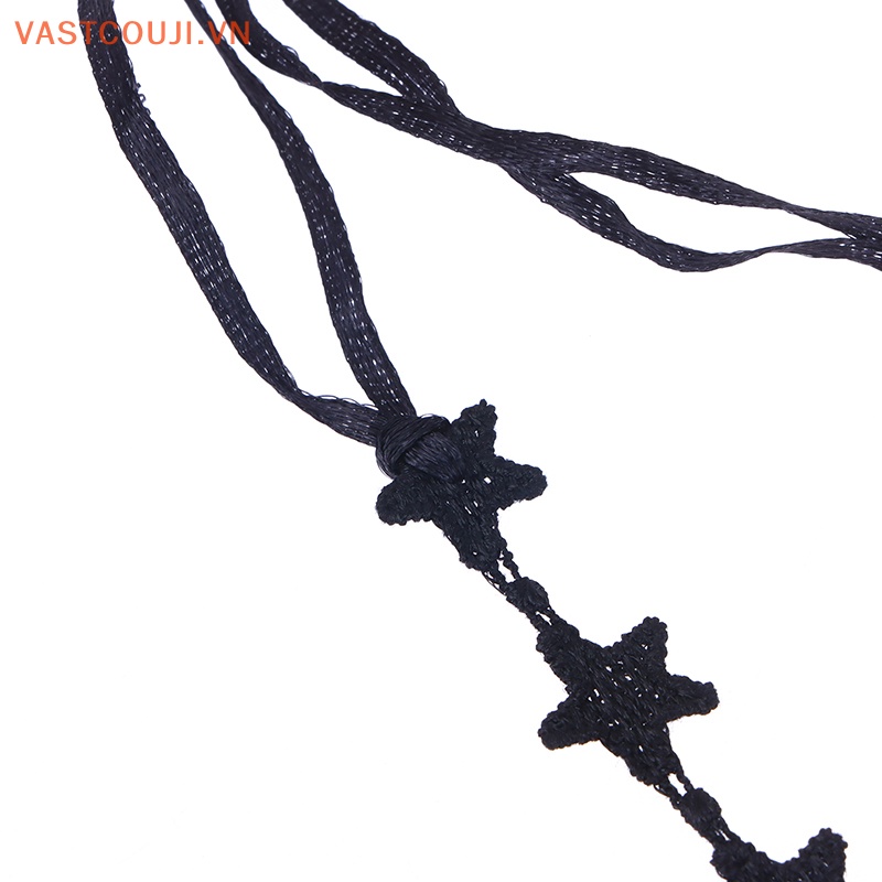 Vòng Cổ Choker Vải Ren Mặt Ngôi Sao Tua Rua Phong Cách Gothic Thời Trang Cho Nữ