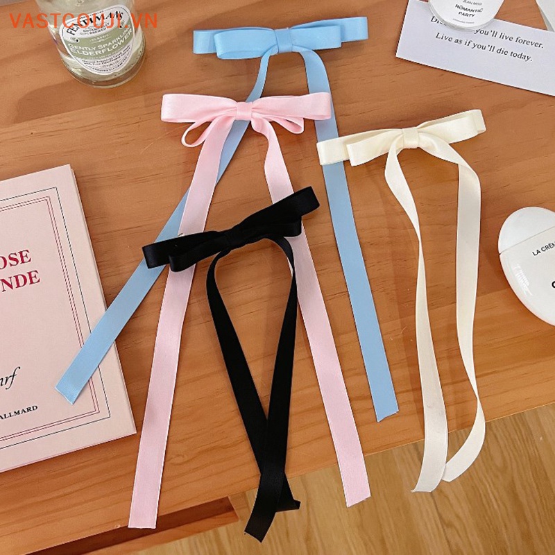 Kẹp Tóc Nơ Dài Màu Kẹo Ngọt Xinh Xắn Cho Nữ