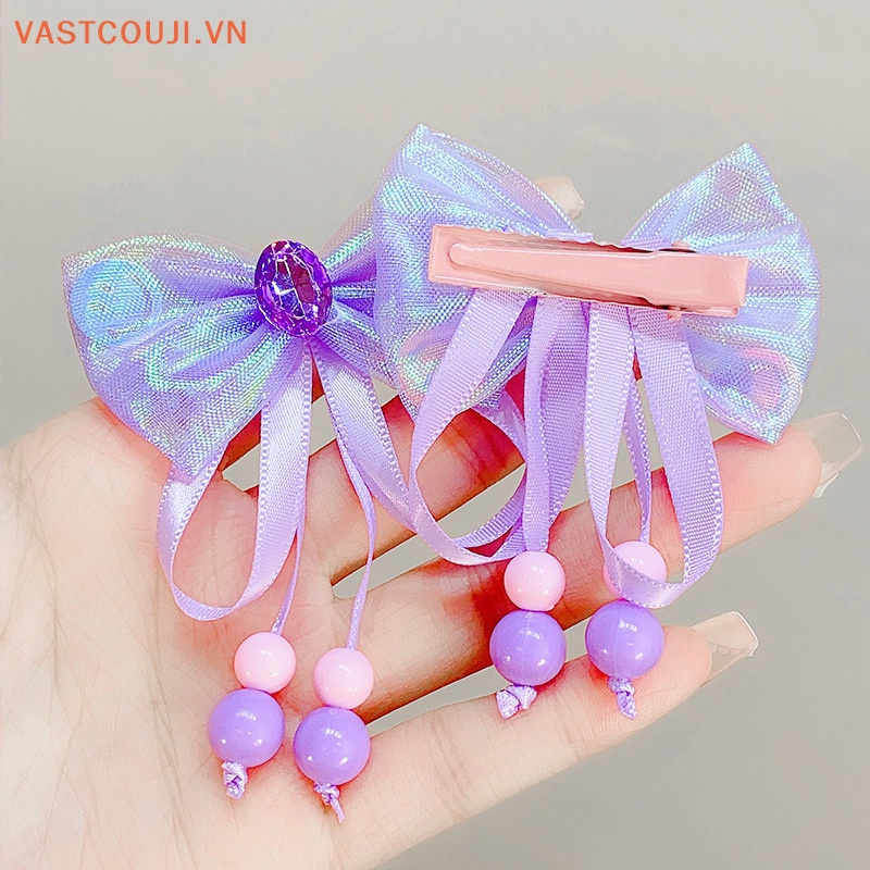 Kẹp Tóc Nơ Đính Đá Nhiều Màu Sắc Kiểu Công Chúa Xinh Xắn Cho Bé Gái