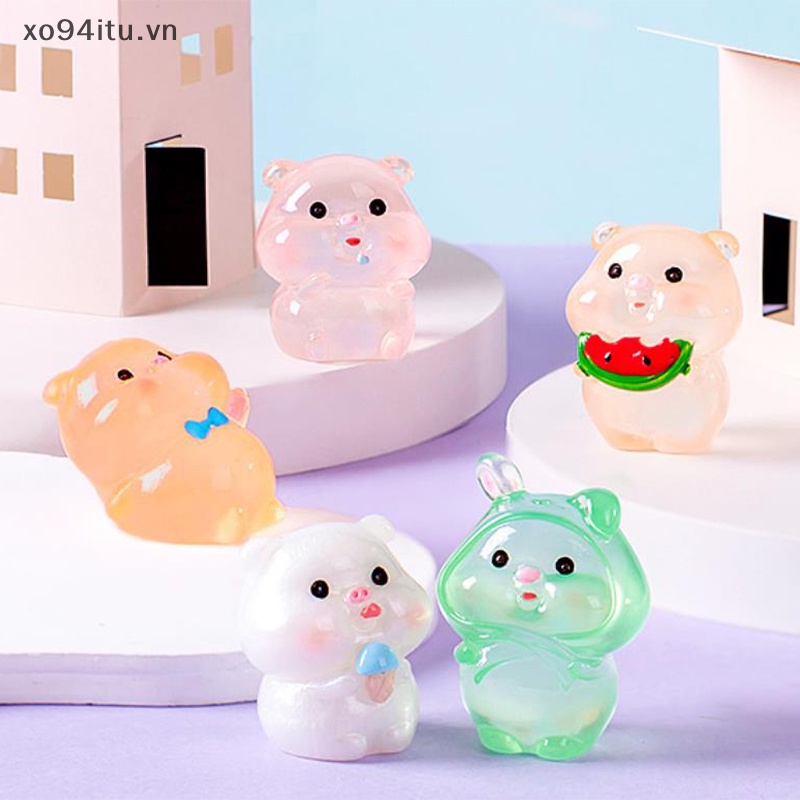 Mô Hình Chú Heo Mập Mạp Mini Bằng Nhựa Resin Phát Sáng Để Bàn Trang Trí Tiểu Cảnh / Xe Hơi