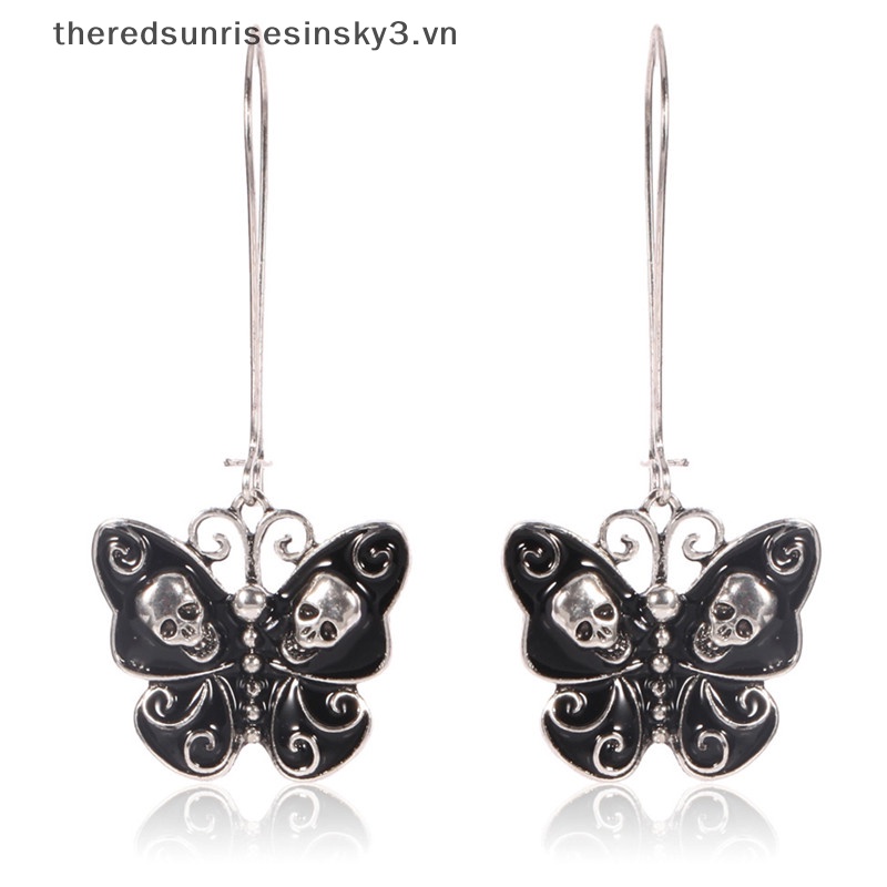 Bông Tai Dáng Dài Hình Đầu Lâu Phong Cách Gothic Thời Trang Cho Nữ