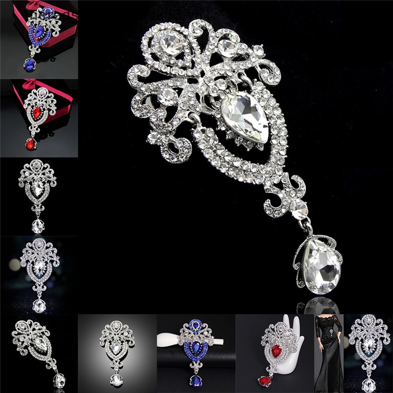 # # Ghim Cài Áo Hình Hoa Lớn Bằng Bạc Đính Kim Cương Giả Thời Trang Dành Cho Cô Dâu Trong Tiệc Cưới