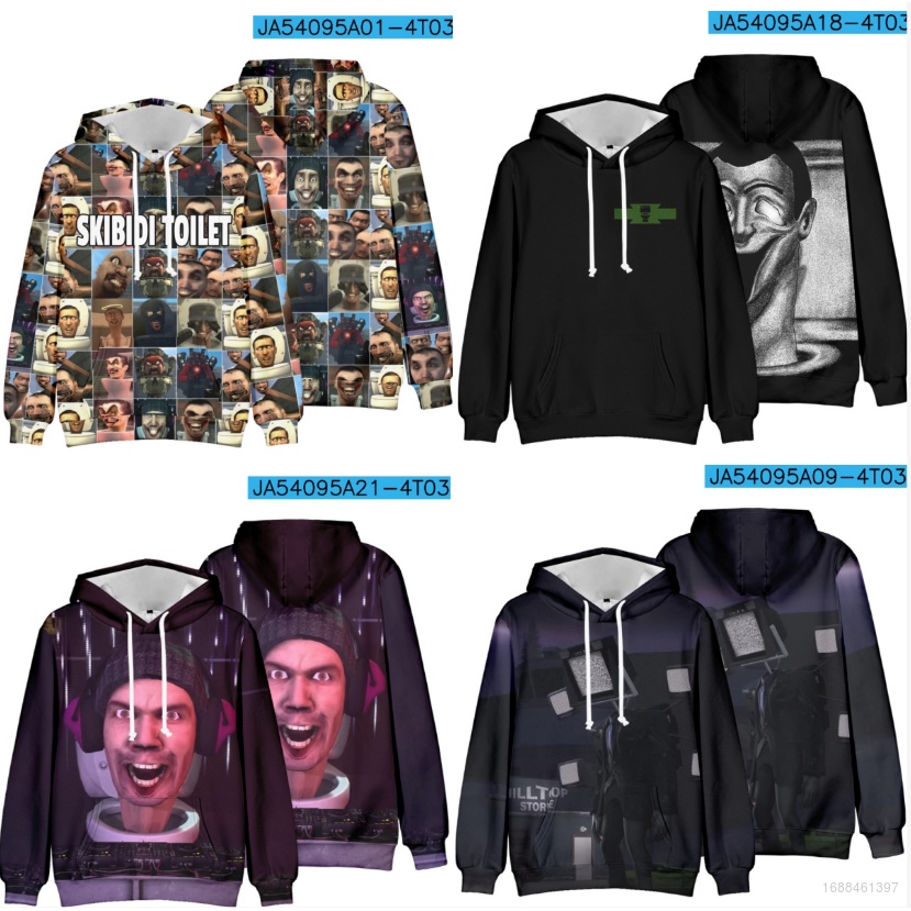 Áo Hoodie Tay Dài In Họa Tiết Toilet Skibidi 3D Thời Trang Cho Nam Và Nữ