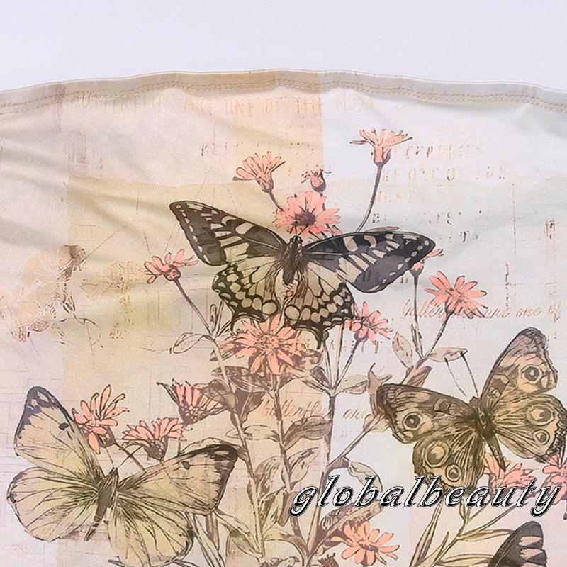 Áo Croptop Trễ Vai Tay Dài In Họa Tiết Hoa Và Bướm Thời Trang Mùa Thu Cho Nữ