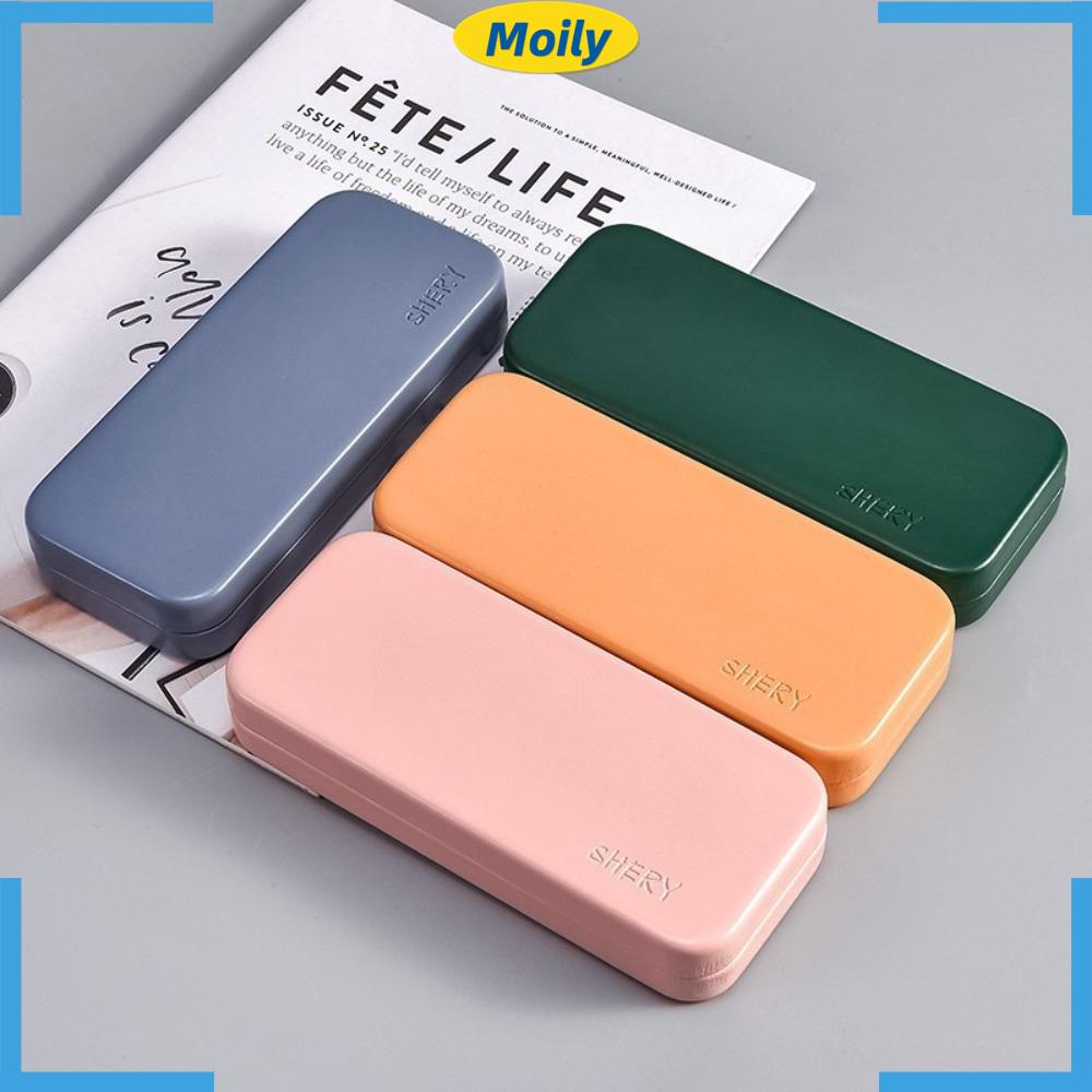 MOILYVN Hộp Đựng Bảo Vệ Mắt Kính Dạng Nén Bằng Kim Loại Màu Trơn Dễ Phối Đồ Phong Cách Hàn Quốc Dành Cho Học Sinh