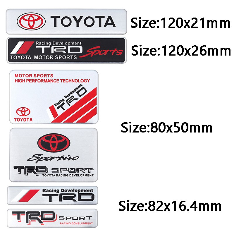 Nhãn Dán Kim Loại Chữ TRD Sports VIos Yaris Corolla Cross Veloz Wish Revo CHR Avanza Fortuner Rush Innova raize Calya Rav4 Phụ Kiện Cho Thân Xe Hơi Toyota TRD Sports VIos Yaris