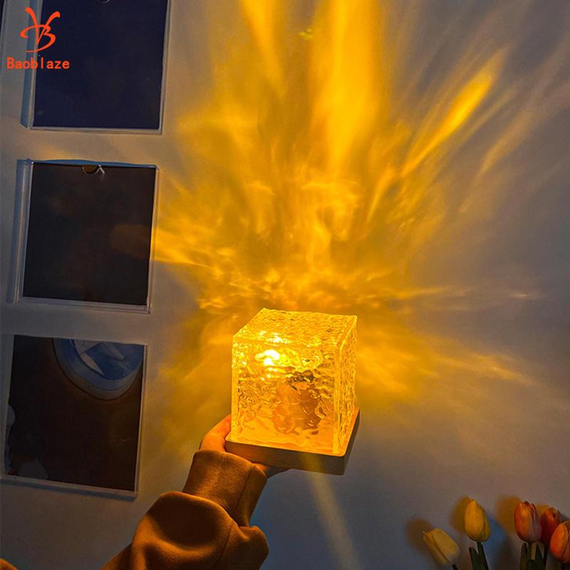 Baoblaze Đèn Ngủ Xoay Bằng Acrylic Họa Tiết Gợn Sóng Nước Độc Đáo Trang Trí Nhà Cửa / Quán Bar / Phòng Ngủ