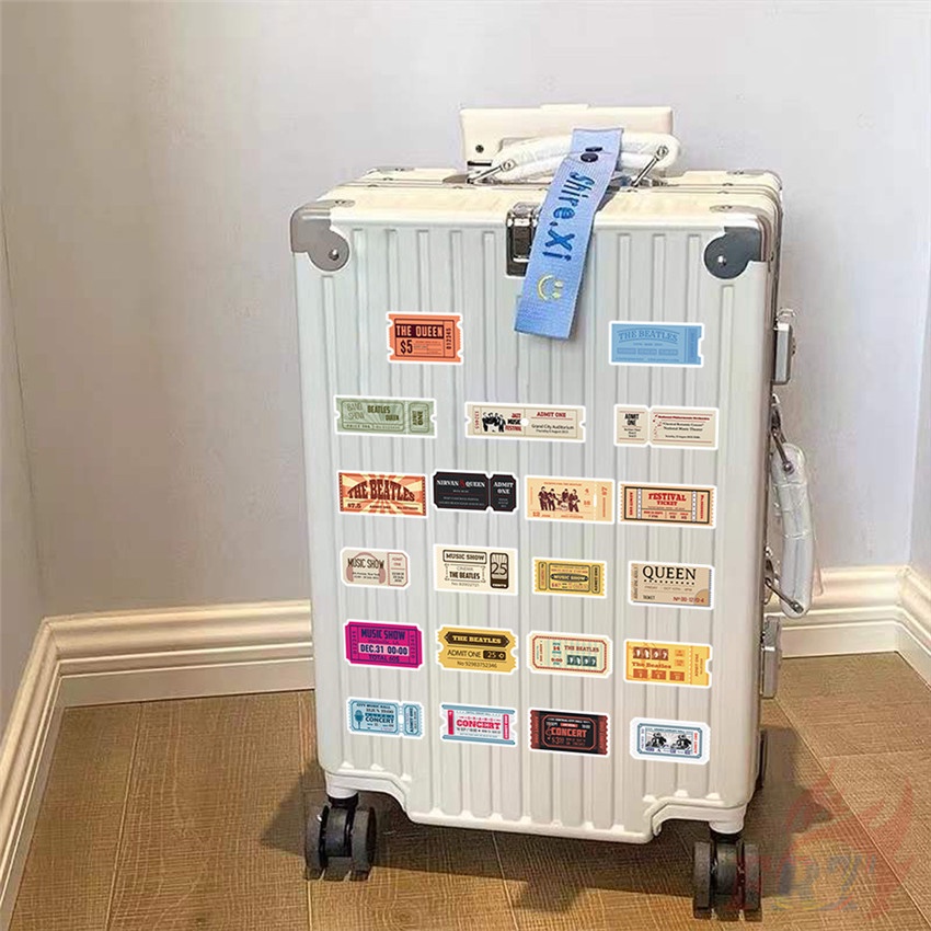 ❉ Băng Đô Rock Band. Bộ 01 Sticker Dán Trang Trí Hình Vé Máy Bay Cổ Điển 01 ❉ Bộ 60 Miếng Dán Chống Thấm Nước Họa Tiết Doodle Thời Trang DIY