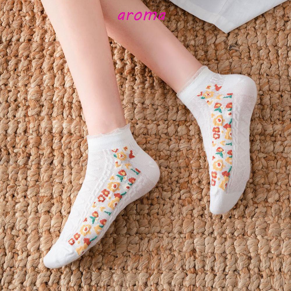 AROMA Vớ Thuyền Phối Ren Hoa Xinh Xắn Cho Nữ