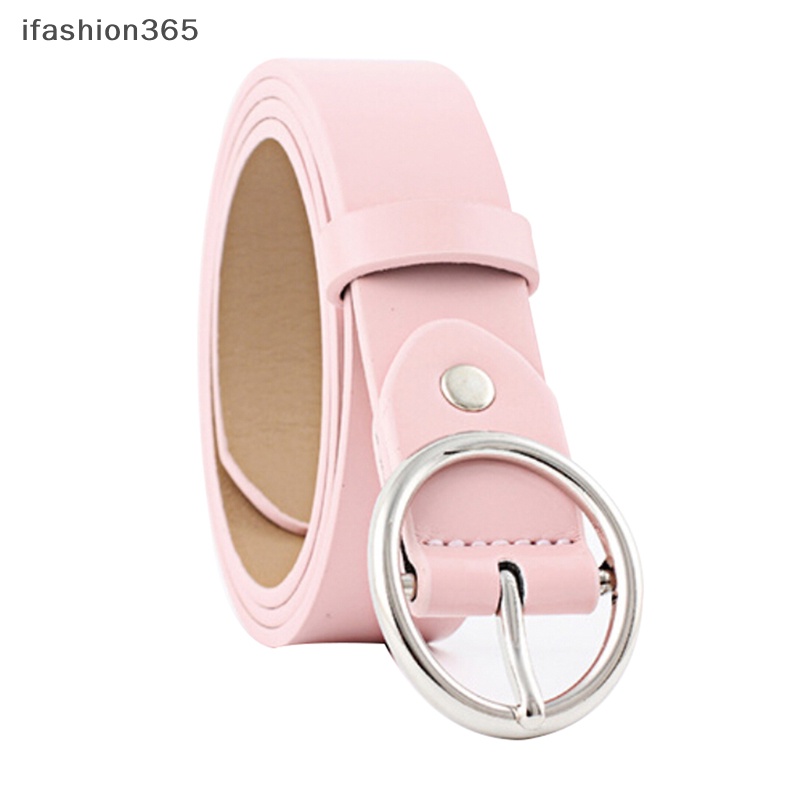 Thắt Lưng Da Màu Trơn Khóa Kim Loại Tròn Phong Cách Boho Cổ Điển Thời Trang ifashion365 Cho Nữ
