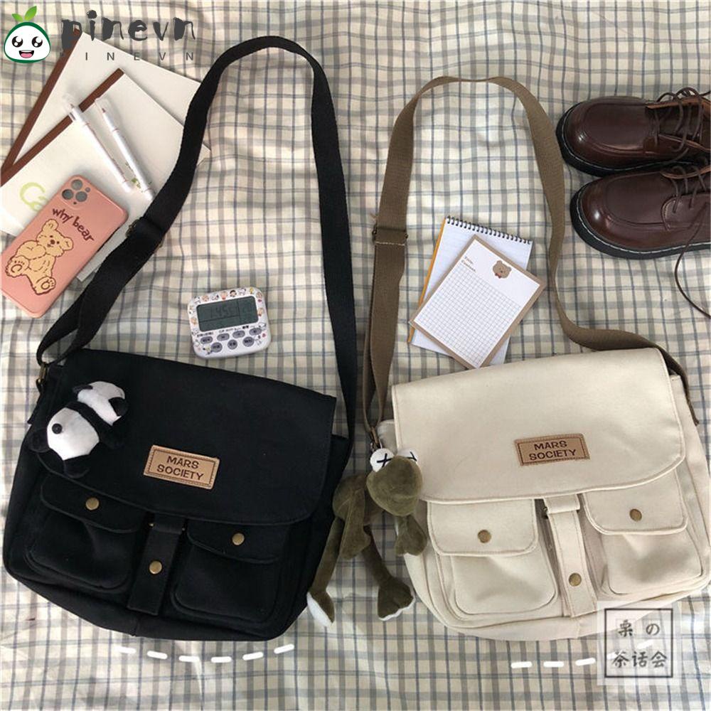 PINEVN Túi Xách Canvas Phong Cách Harajuku Nhật Bản Cho Nữ