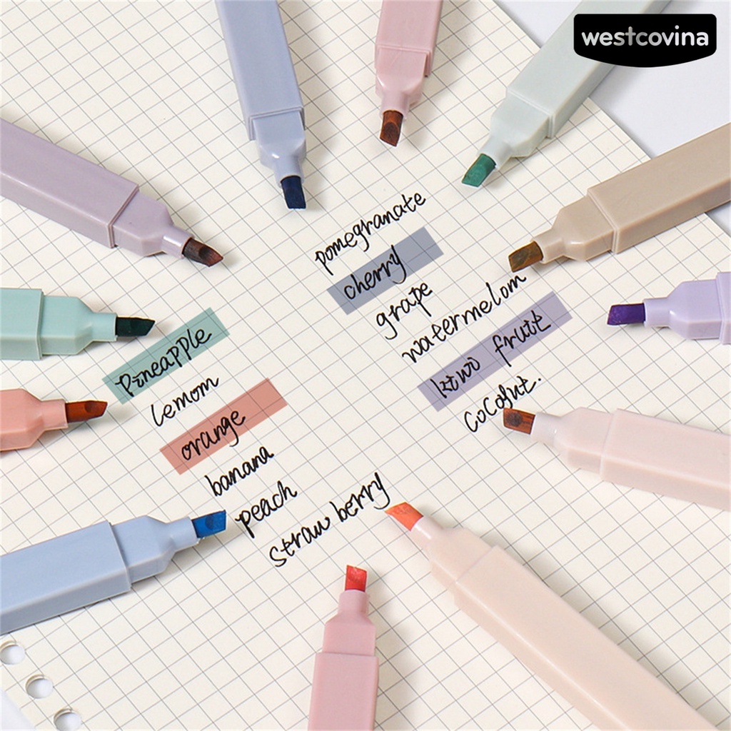 [WSTN]✎Set 6 Bút Lông Hai Đầu Ngòi Mềm Mại Màu Macaron Dễ Thương