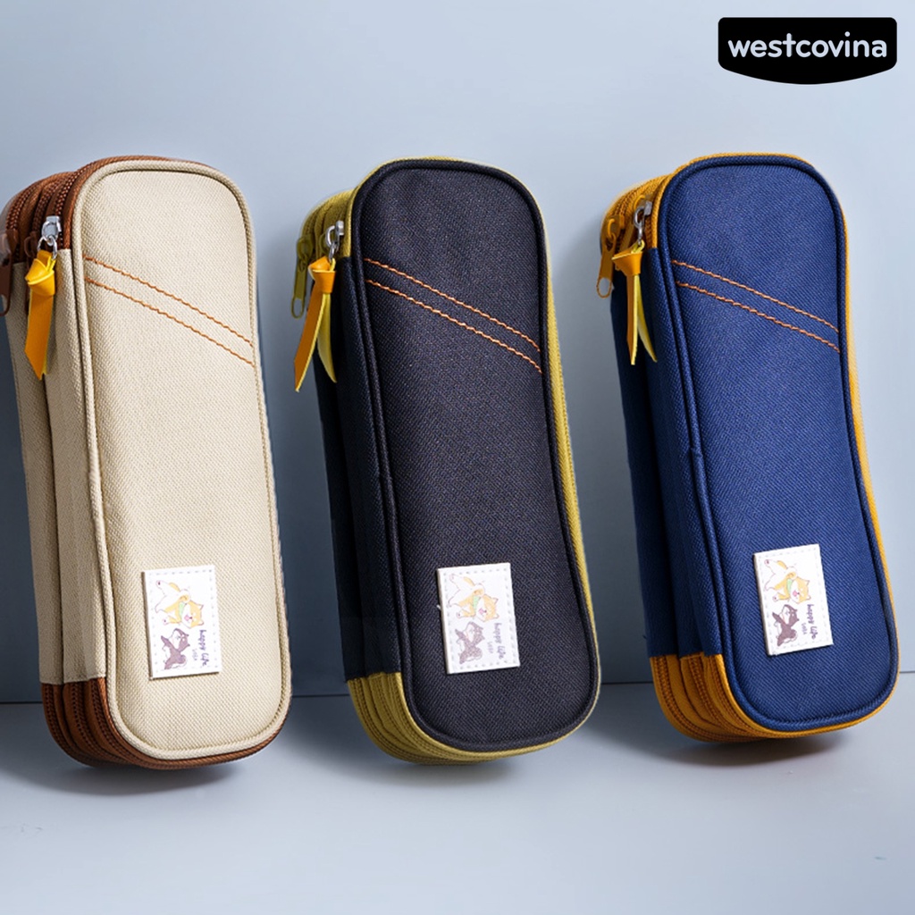 [WSTN]✎Túi Đựng Bút Bằng Vải Oxford Sức Chứa Lớn In Họa Tiết Chó Kangaroo Có Tay Cầm Tiện Dụng