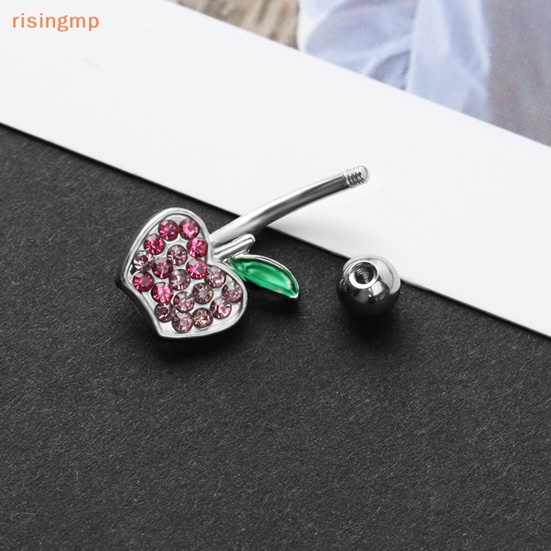 Khuyên Rốn Bằng Thép Không Gỉ Hình Trái Cherry Đính Đá Quyến Rũ Cho Nữ