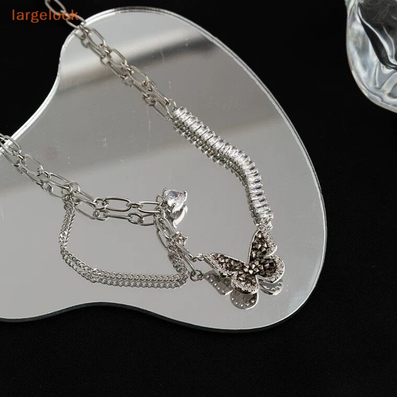 Vòng Cổ Choker Mặt Hình Bướm Đen Đính Đá Zircon Thanh Lịch Cho Nữ