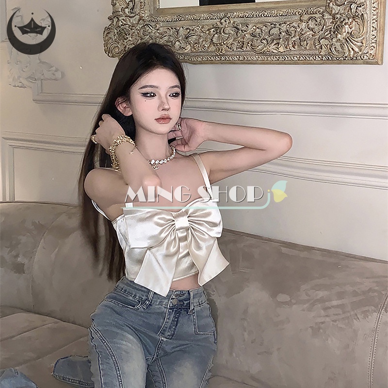 Áo Hai Dây Mùa Hè Màu Sắc Trơn Hở Lưng Gợi Cảm Cho Nữ