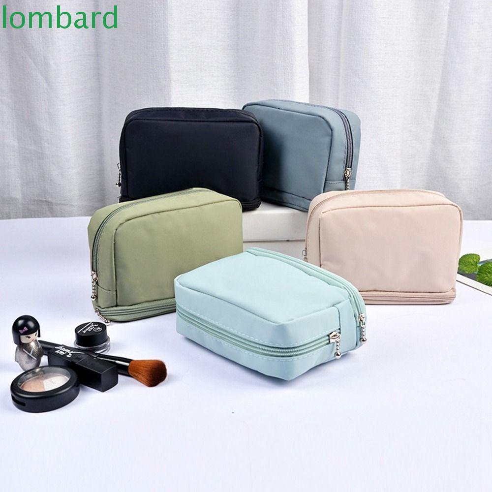 LOMBARD Túi Đựng Mỹ Phẩm / Cọ Trang Điểm / Son Môi Hình Vuông Sức Chứa Lớn Bằng Chất Liệu Nylon Kiểu Dáng Thời Trang Tiện
