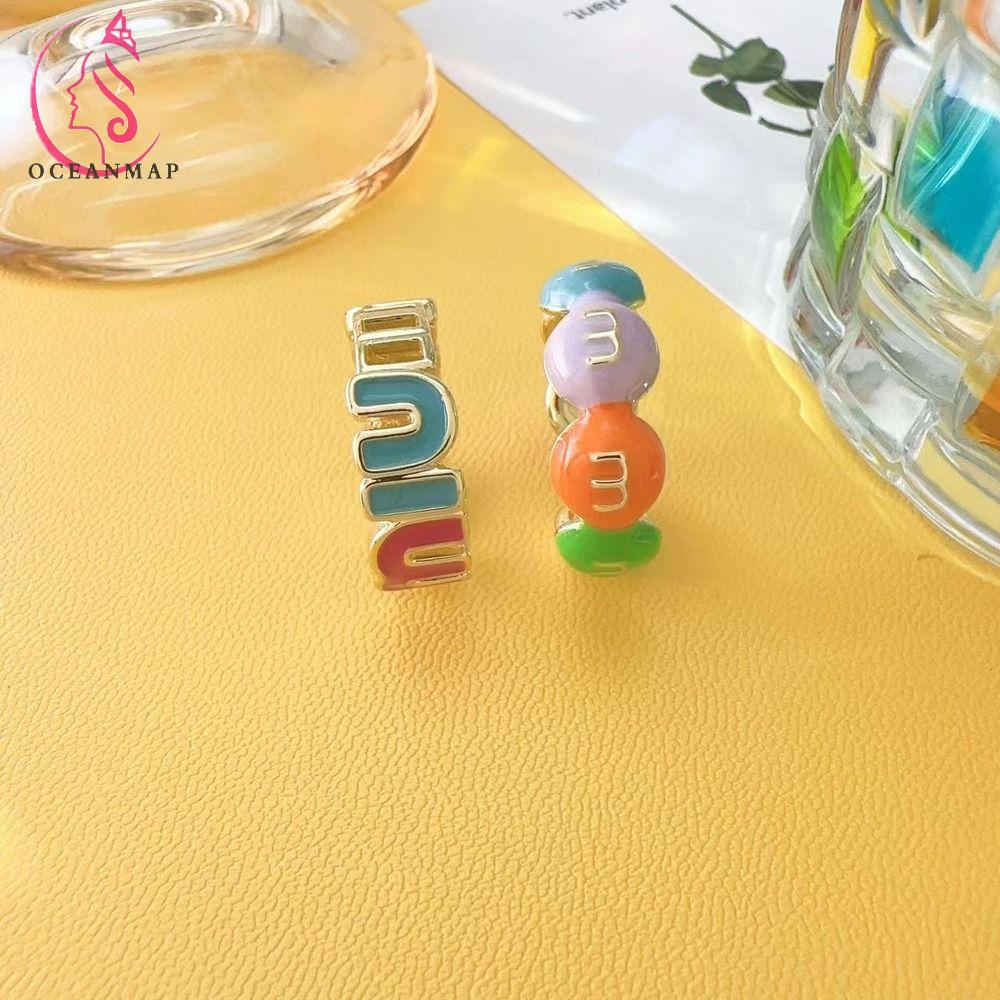 OCEANMAP Nhẫn Hở Họa Tiết Chữ M Phong Cách Hàn Quốc Dành Cho Nữ