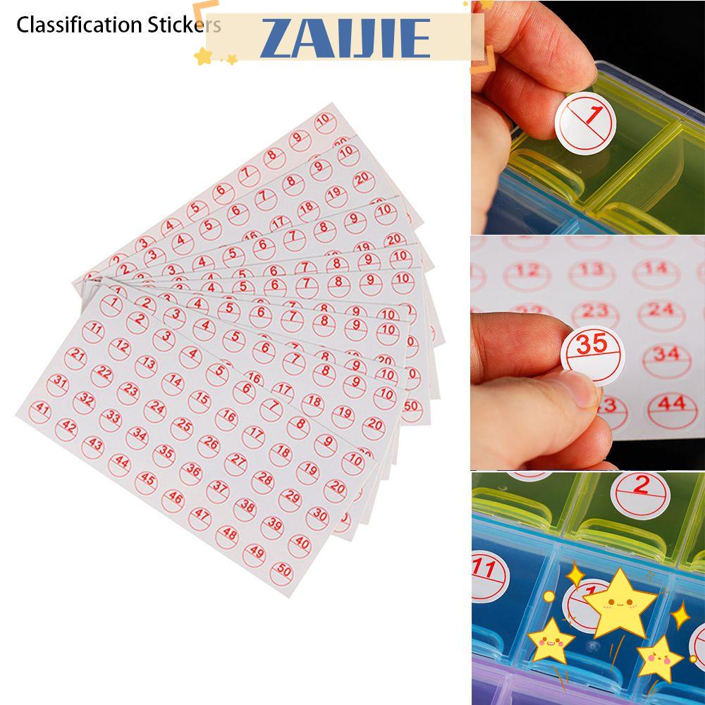 ZAIJIE24 Miếng Dán Số Phân Loại Đồ Thủ Công Tiện Dụng