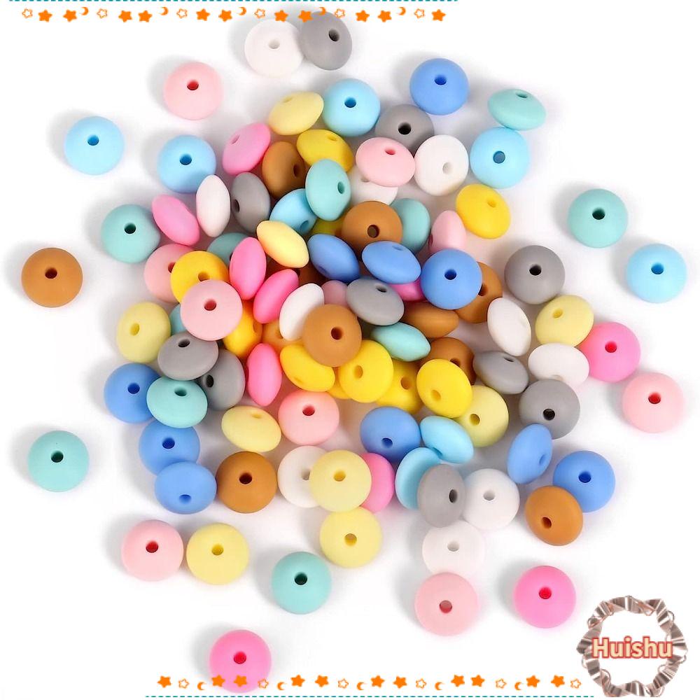 HS Bộ 100 Hạt Silicone Xâu Chuỗi 12mm Nhiều Màu Sắc Dùng Làm Vòng Tay DIY