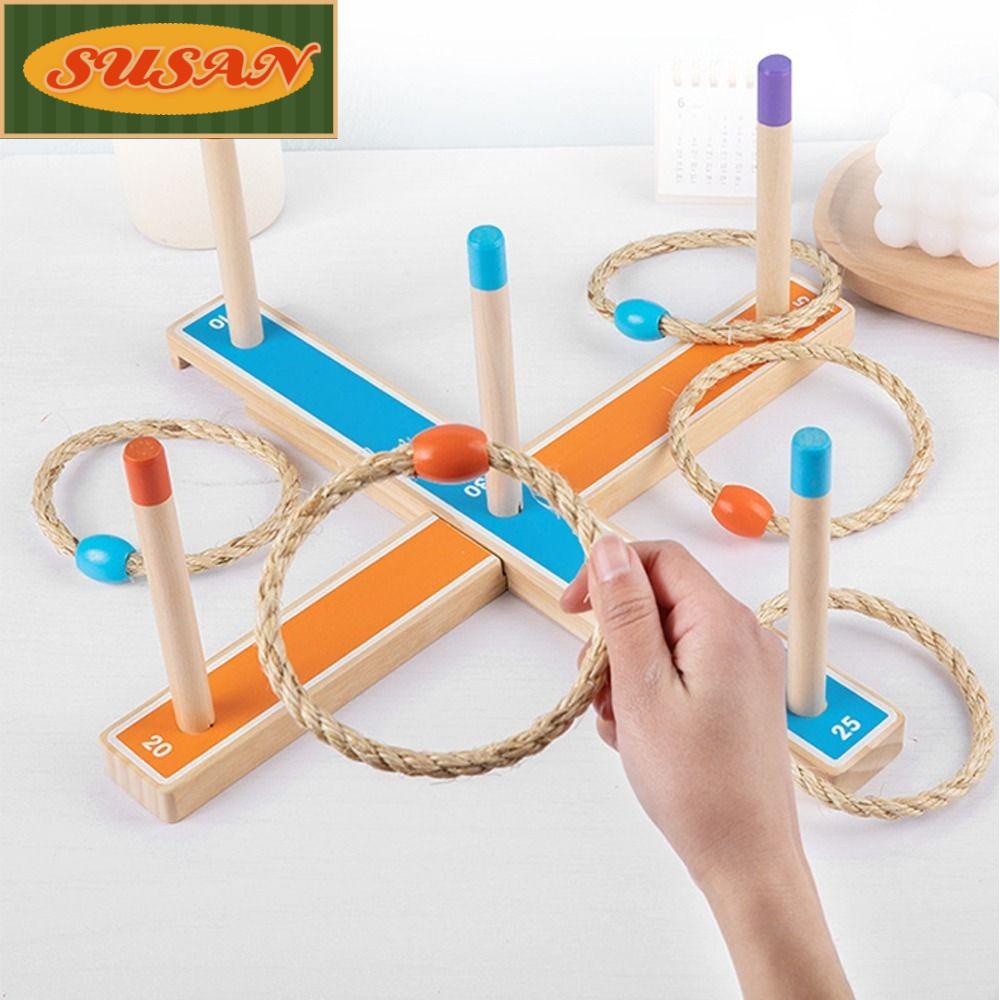 SUSANS Đồ chơi trẻ em Ném Vòng Bằng Gỗ Vui Nhộn Cho Bé