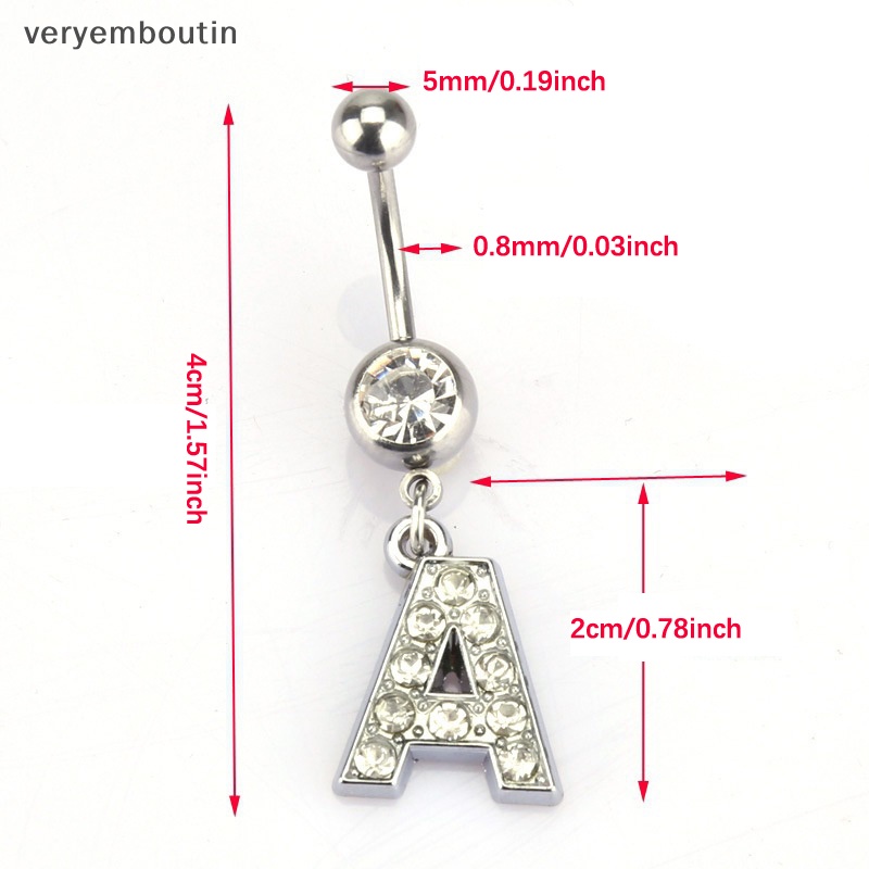 Khuyên Rốn Bằng Thép Không Gỉ Trang Trí Chữ Đính Đá Quyến Rũ Cho Nữ