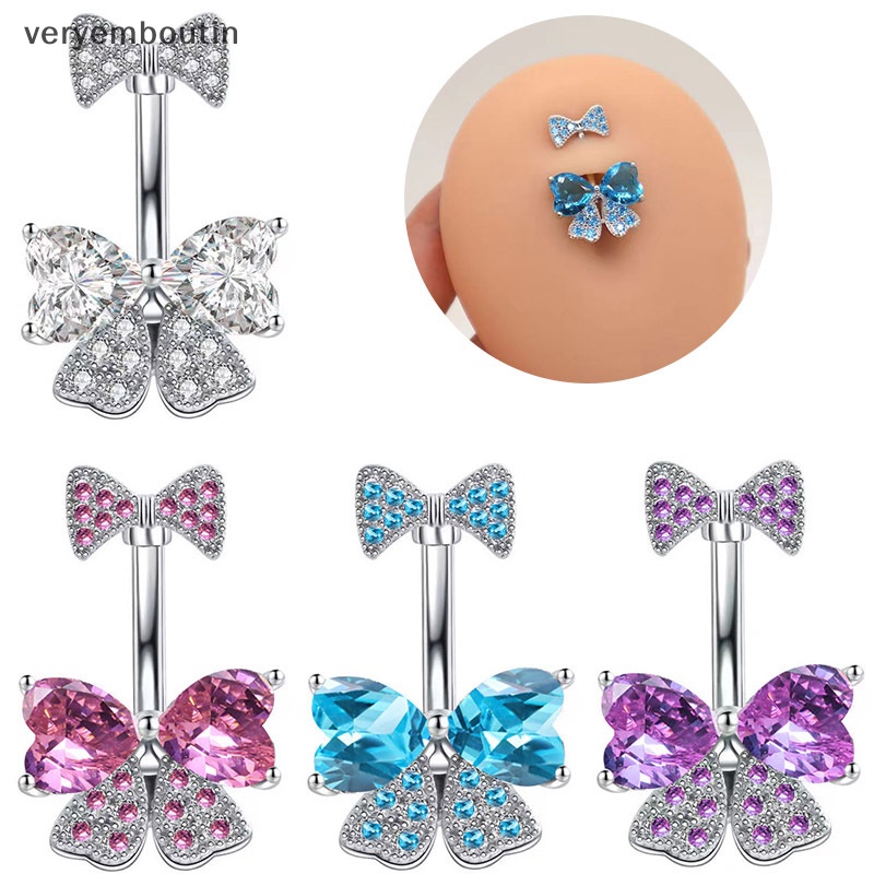 Khuyên Rốn Hình Nơ Đính Đá Zircon Thời Trang Cho Nữ