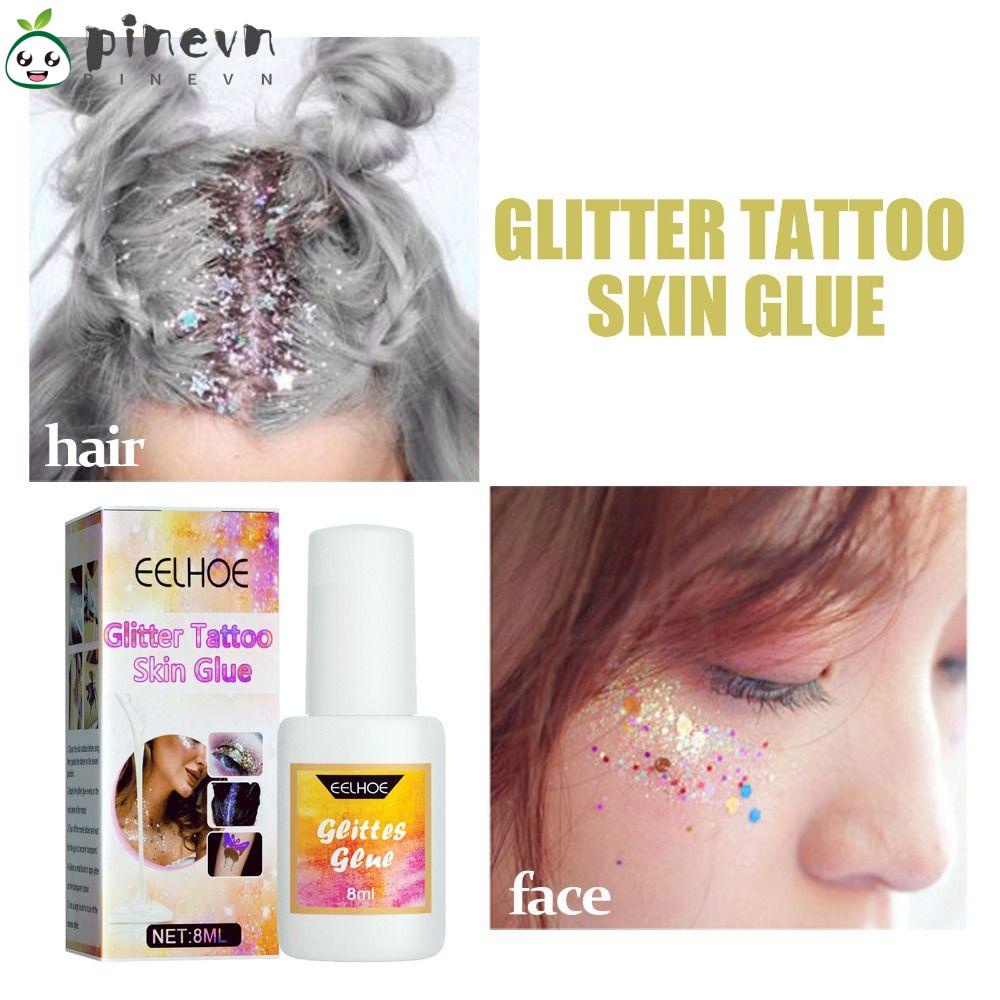 PINEVN Keo Dán Hình Xăm Tạm Thời Bằng ABS Màu Sắc Trắng Lấp Lánh Dễ Vệ Sinh