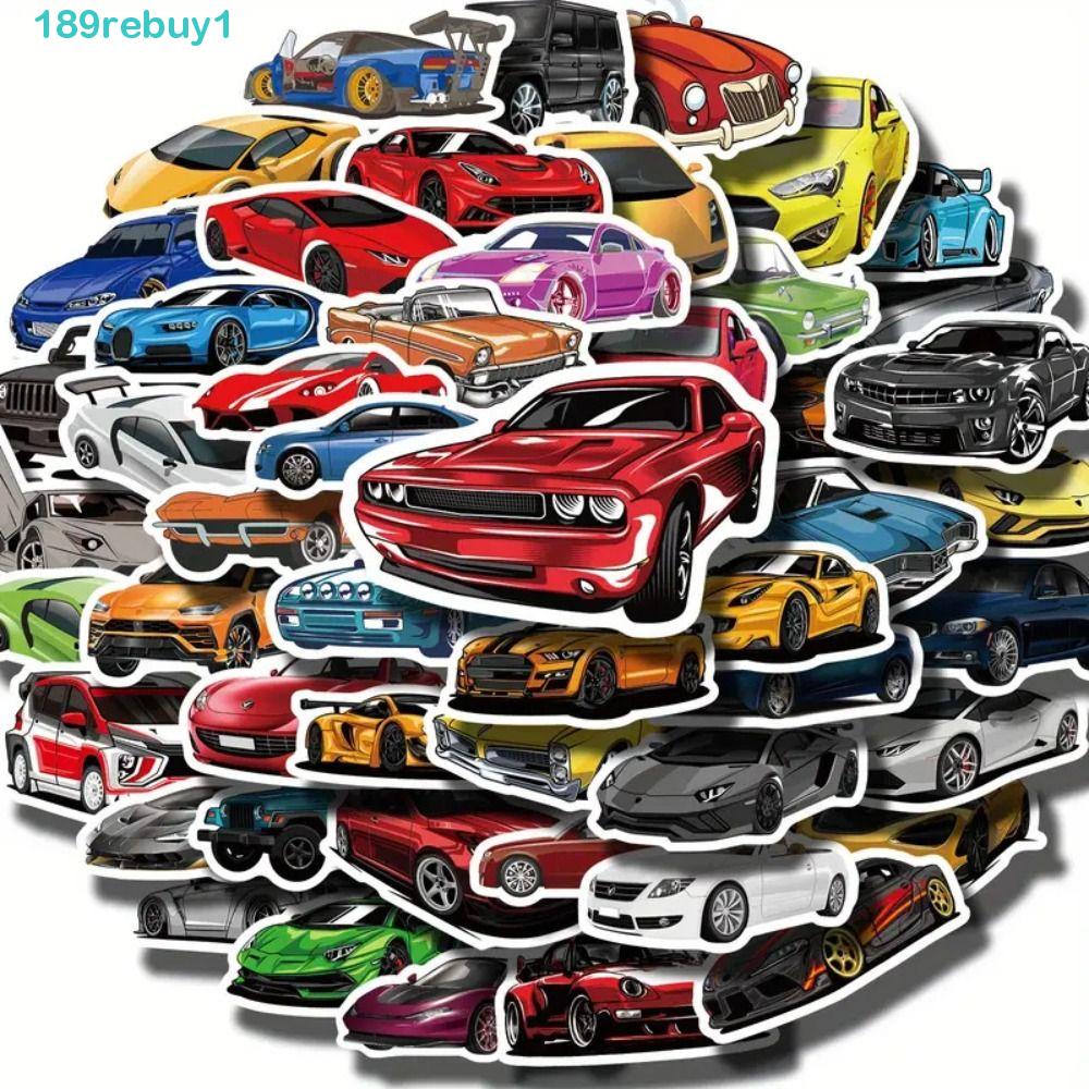 REBUY1 Bộ 50 Miếng Dán PVC Họa Tiết Hoạt Hình Trang Trí Xe Hơi