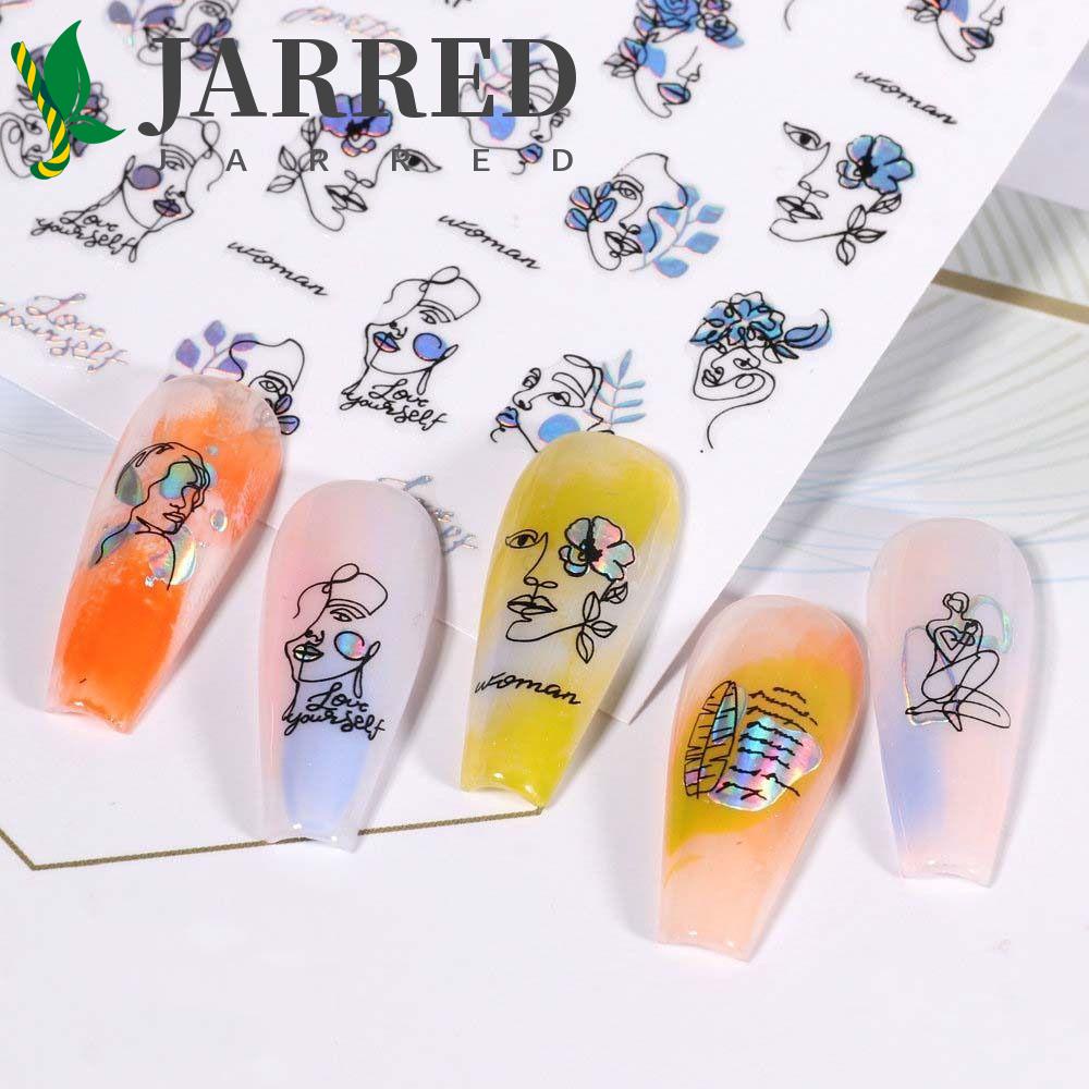 JARRED Miếng Dán Trang Trí Móng Tay In Chữ Tiếng Anh Màu Laser