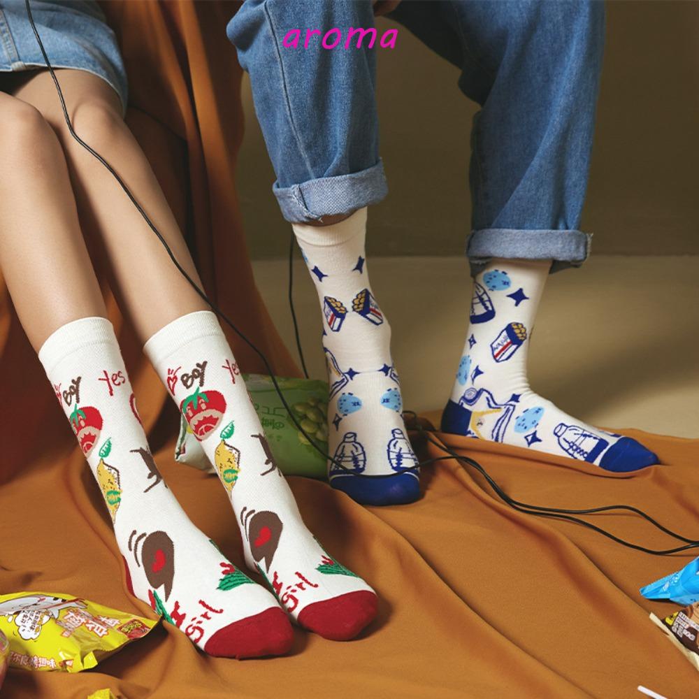 AROMA Vớ Cotton Dày Mềm Mại Thoải Mái Phong Cách Hiphop Đường Phố Cho Nữ