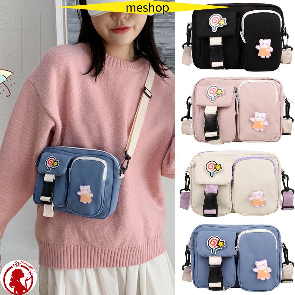 ME Túi Đeo Chéo Vải Bố Họa Tiết Dễ Thương