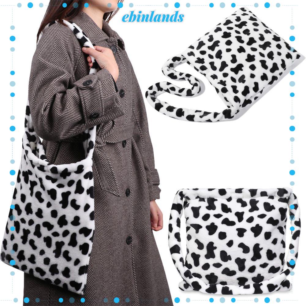 EBINLANDS Túi Đeo Chéo Cỡ Lớn Họa Tiết Bò Sữa Độc Đáo Thời Trang