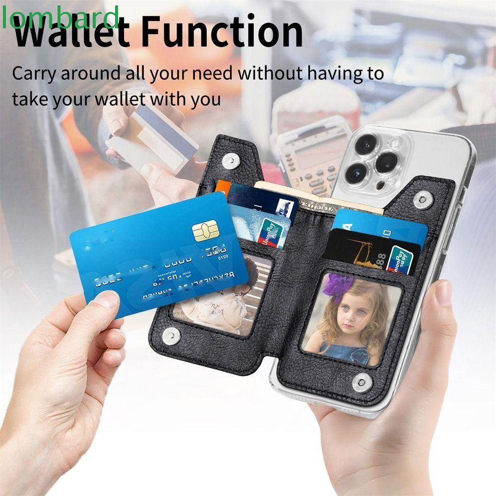 LOMBARD Túi Da PU Đựng Thẻ Gắn Sau Điện Thoại Thời Trang