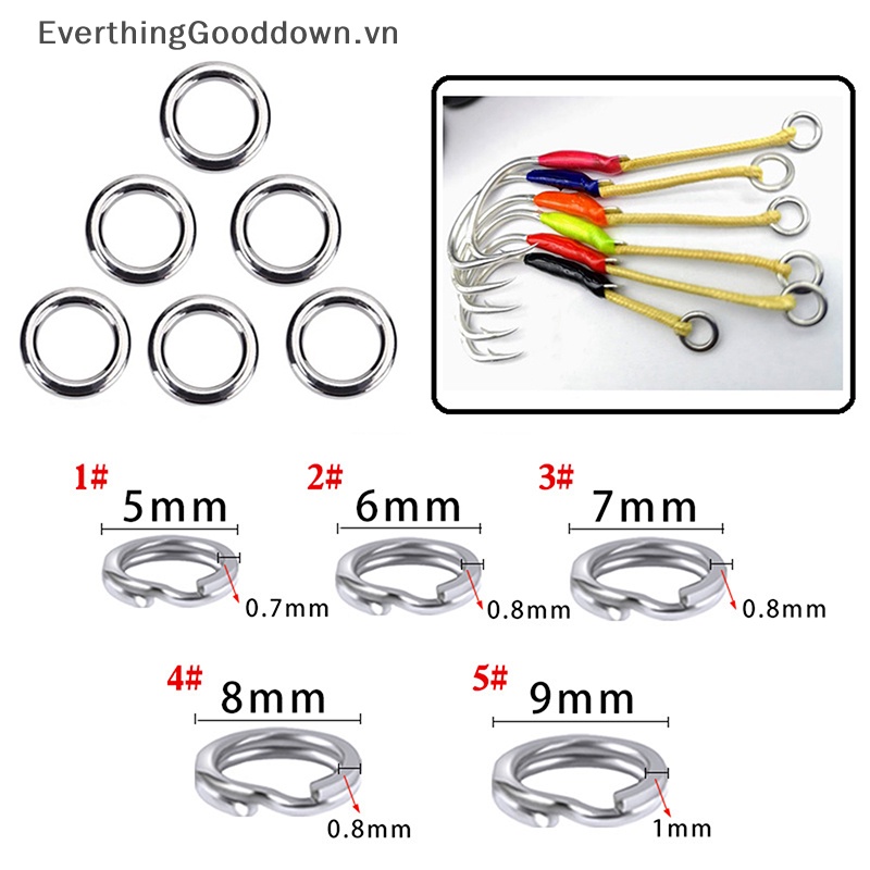Everthinggooddown 50 Vòng Nhẫn Bằng Thép Không Gỉ Xẻ Tà Chắc Chắn Dùng Câu Cá vn