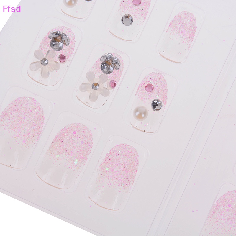 Bộ 24 Móng Tay Giả acrylic 3D Che Phủ Toàn Diện Kiểu Pháp