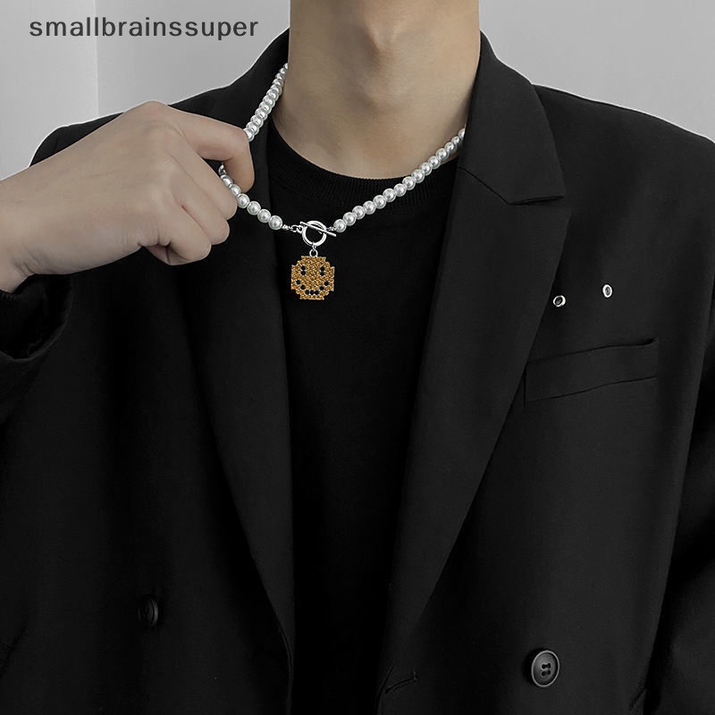 Vòng cổ Ngọc Trai Mặt Cười Đính Pha Lê Thời Trang Cho Nam Và Nữ SBS