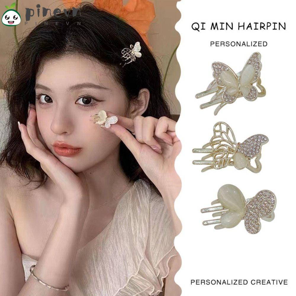 PINEVN Kẹp Tóc Mái Bằng Hợp Kim Hình Bướm Đính Đá Thanh Lịch Cho Nữ