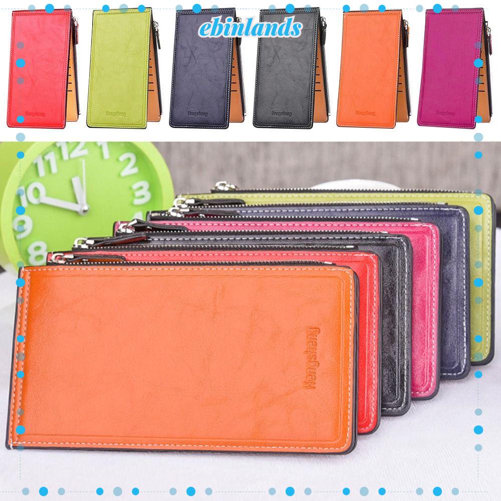 EBINLANDS Ví Da PU Mỏng Đựng Thẻ Màu Kẹo Cho Nam Nữ