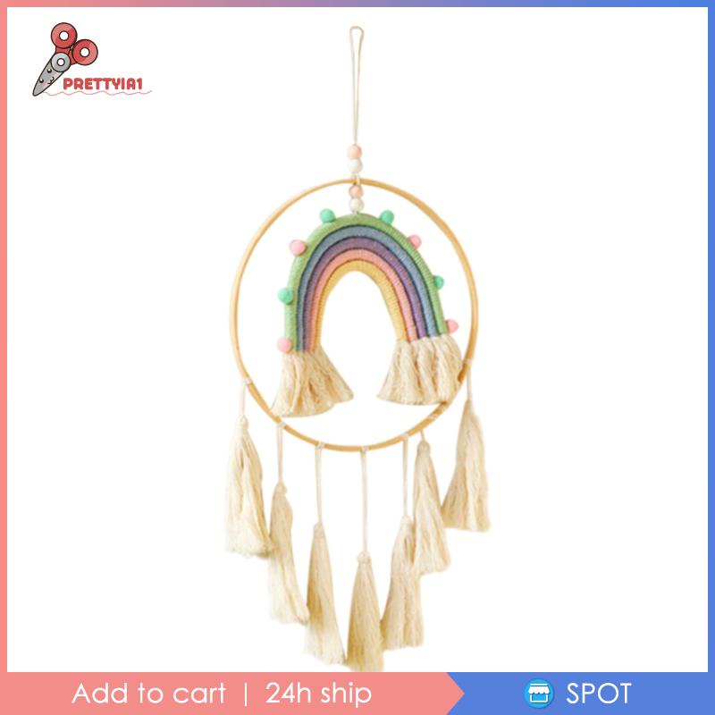 Thảm Macrame Treo Tường Trang Trí Phòng Khách Hình Cầu Vồng Nhiều Màu Hiện Đại