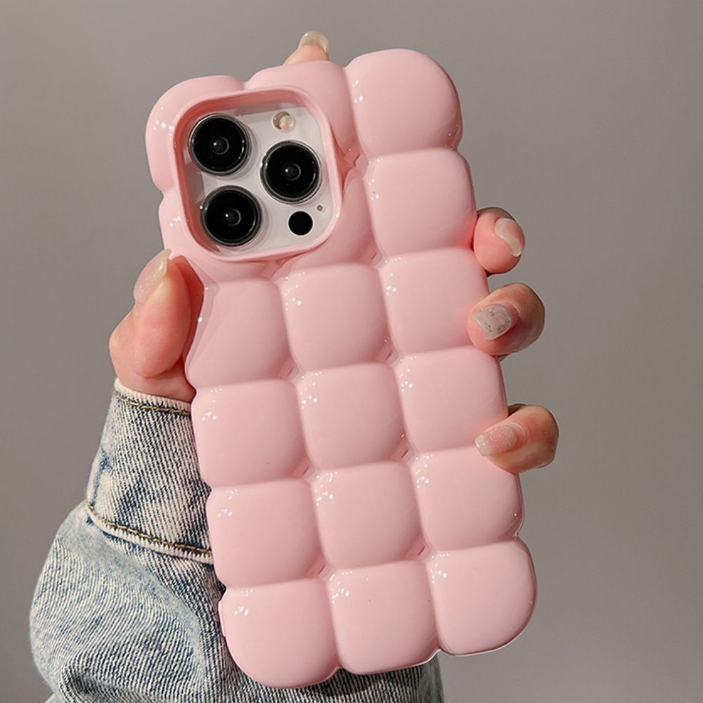 Ốp Điện Thoại TPU Mềm Chống Sốc Họa Tiết Kẻ Ô 3D Màu Trơn Đơn Giản Cho IPhone 11 12 13 14 Pro Max