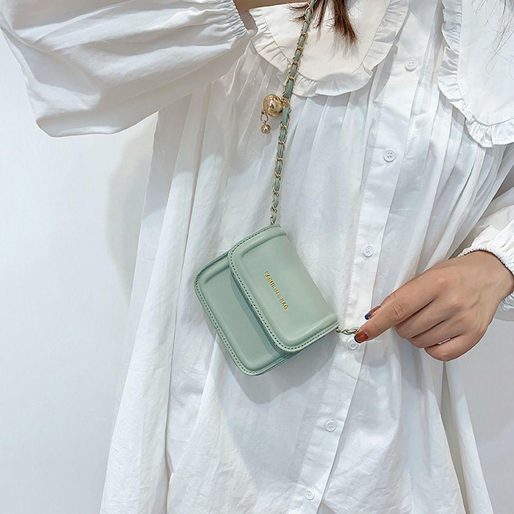 LOMBARD Túi Yên Ngựa Nhỏ Đeo Vai Màu Trơn In Chữ Sức Chứa Lớn Có Dây Xích Thanh Lịch Mua Sắm