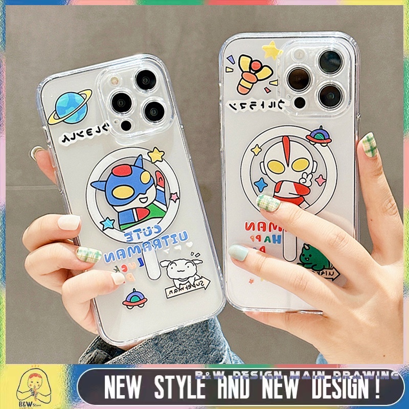 Ốp Điện Thoại Chống Sốc Họa Tiết Ultraman Superman Từ Tính Cho iPhone 14 13 12 11 Pro Max