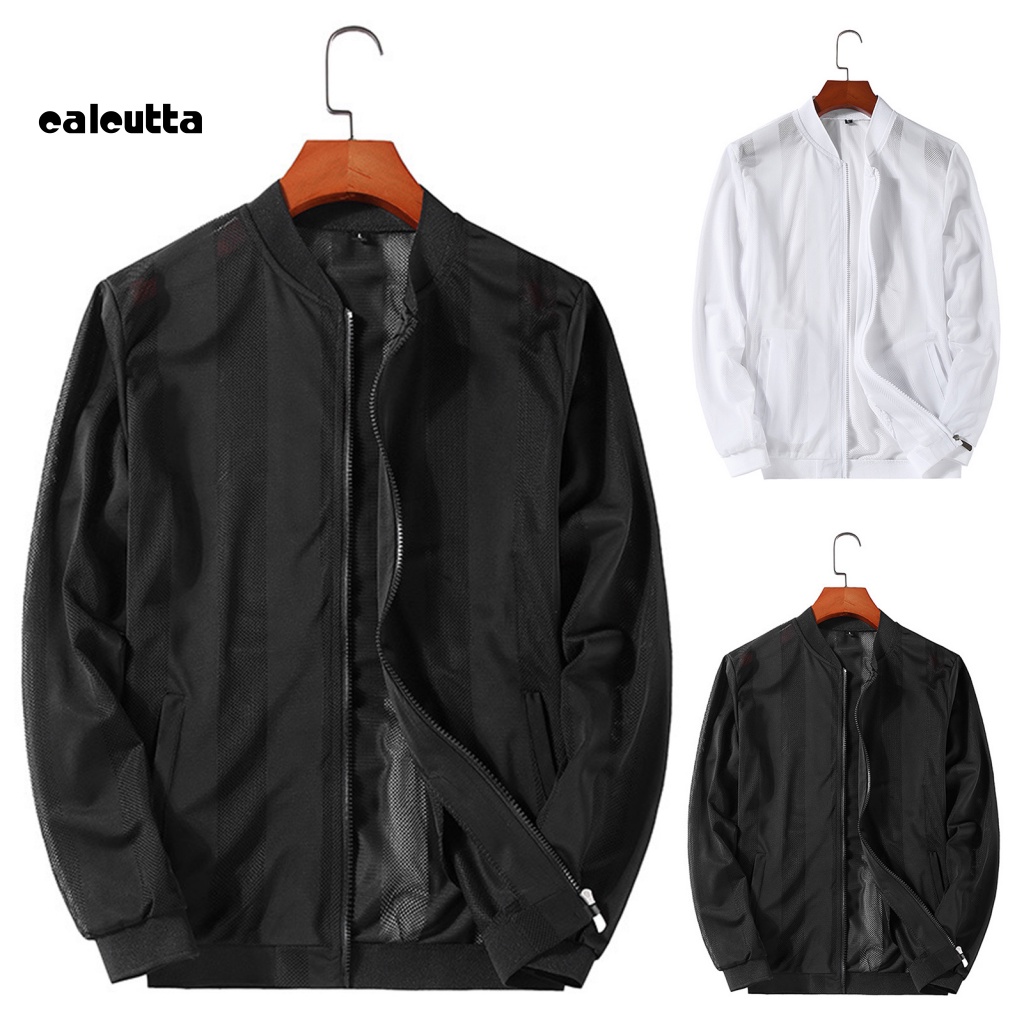 [calcutta] Áo Khoác Nam Chống Nắng Tay Dài Thoáng Khí Chống Tia UV Màu Sắc Đơn Giản Có Khóa Kéo Thời Trang Mùa Hè