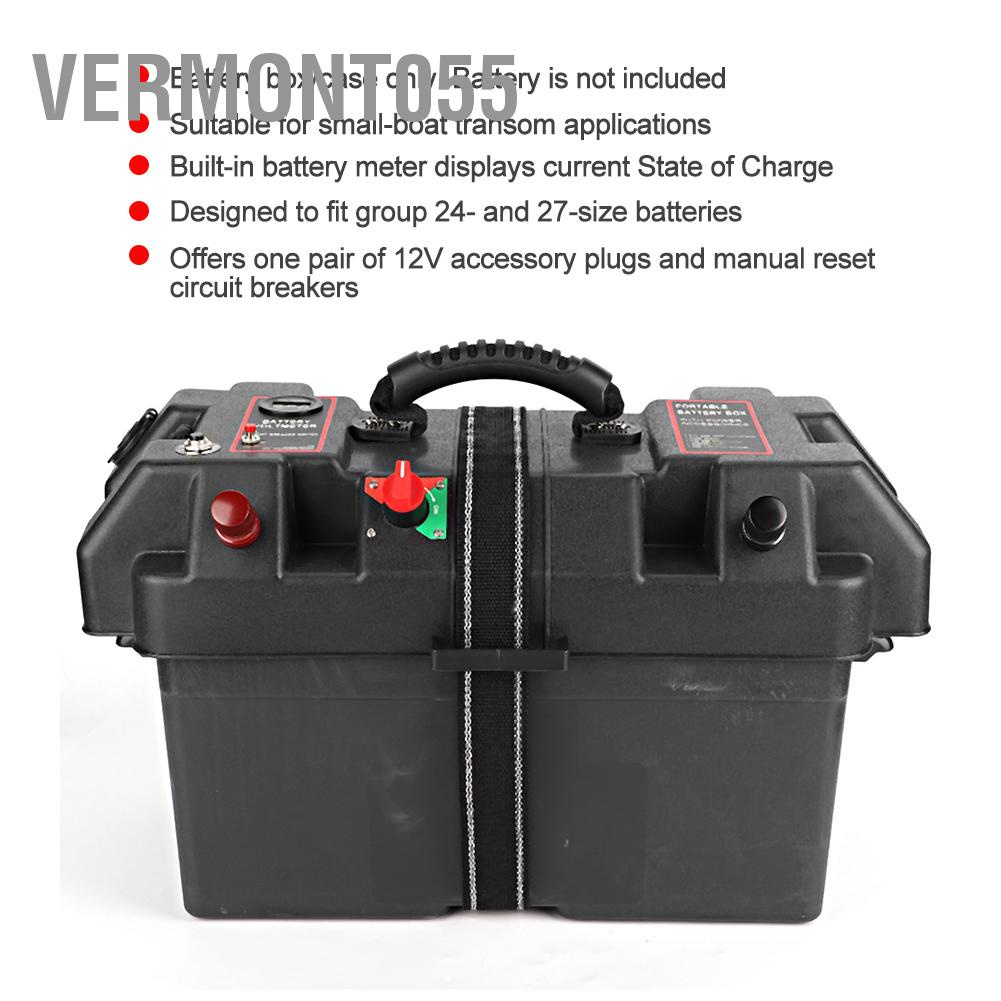 Vermont055 Trạm trung tâm điện động cơ Minnkota Trolling bằng nhựa Hộp pin Cổng sạc USB 12V