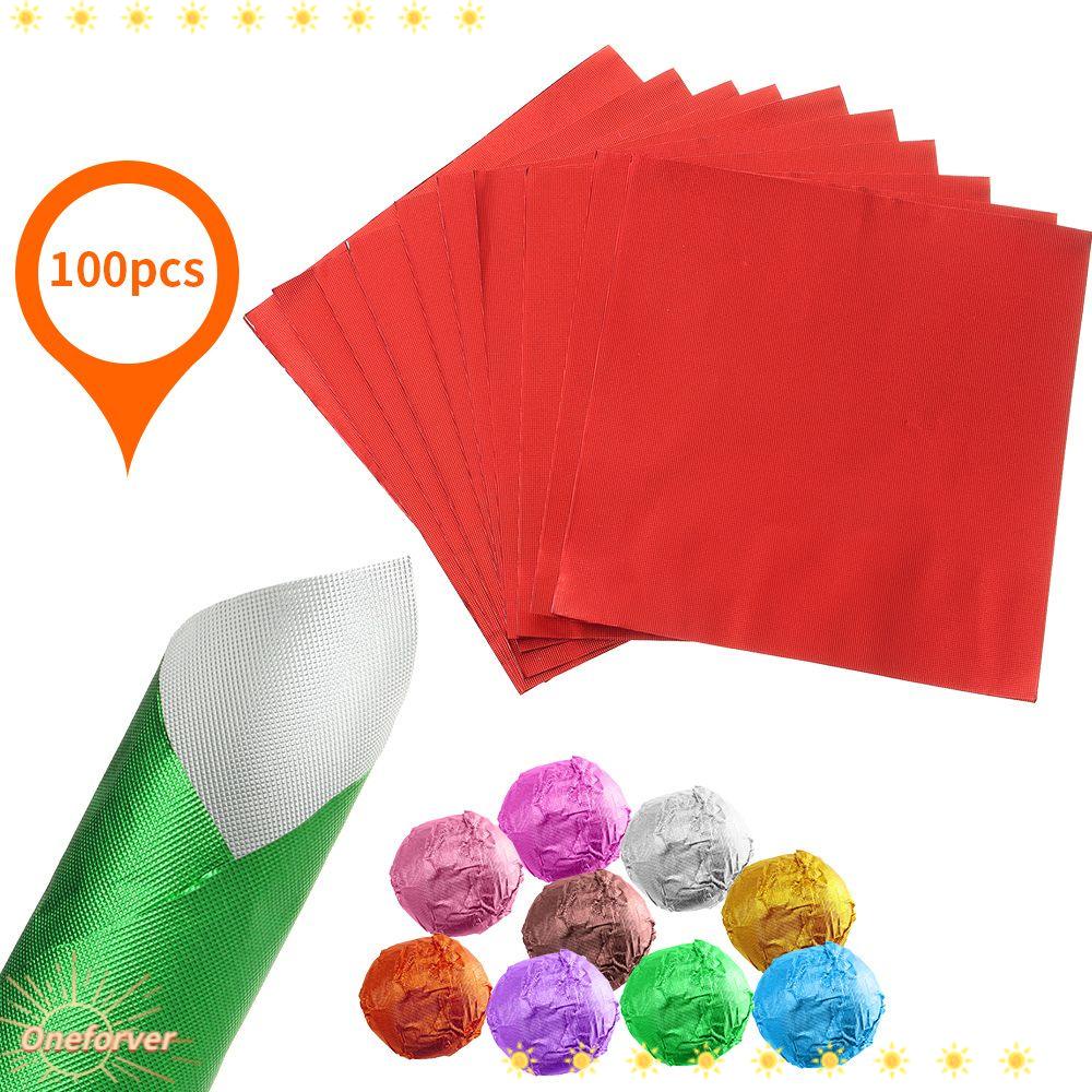 FOREVER Set 100 Lá Nhôm Mạ Vàng Nhiều Màu Sắc Dùng Trang Trí Bánh Kẹo DIY